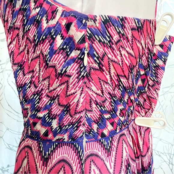 Tory Burch Malta pink purple white print sleeveless cotton midi dress - Picture 4 of 11